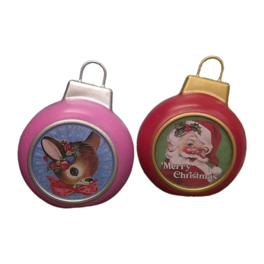 Mr Christmas Blow Snowman Ornament Pink & Red Light Up Decor Set of 2